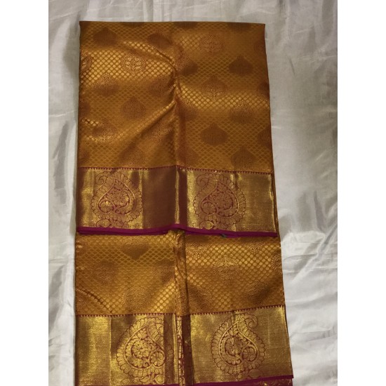  YELLOW AND PINK COMBO HAND WOVEN BRIDAL SAREE 