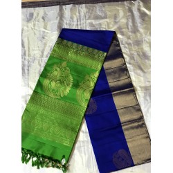 ROYAL BLUE AND GREEN COMBO KANCHIPURAM SILK SAREE 
