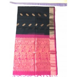 BLACK AND PICK  COMBO SILK COTTON (SICO) SAREE 