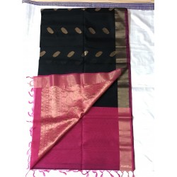 BLACK AND PICK  COMBO SILK COTTON (SICO) SAREE 