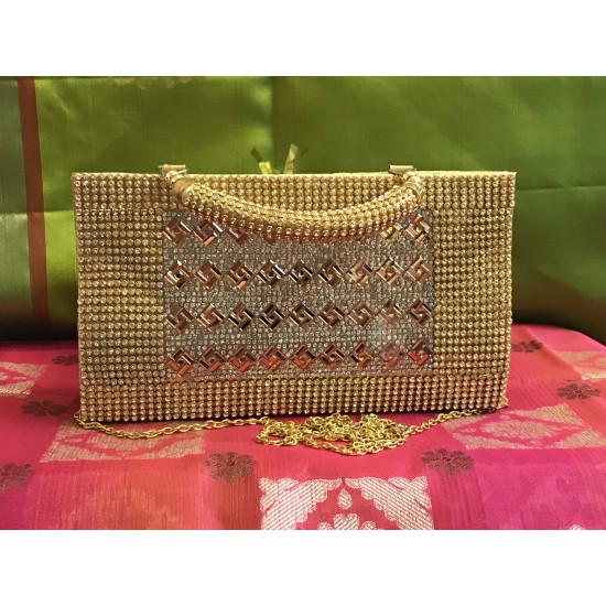 GOLD COLOUR PARTY COLLECTIONS CLUTCH PURSE 